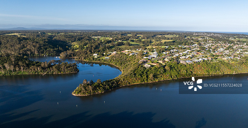城市和海滩无人风景 lakes entrance湖口镇图片素材