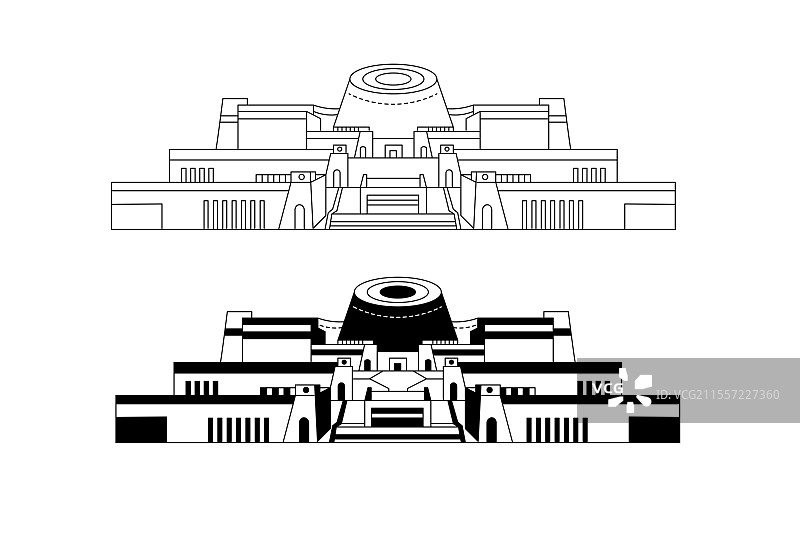 陕西宝鸡青铜器博物院标志性建筑城市文化创意矢量插画图片素材