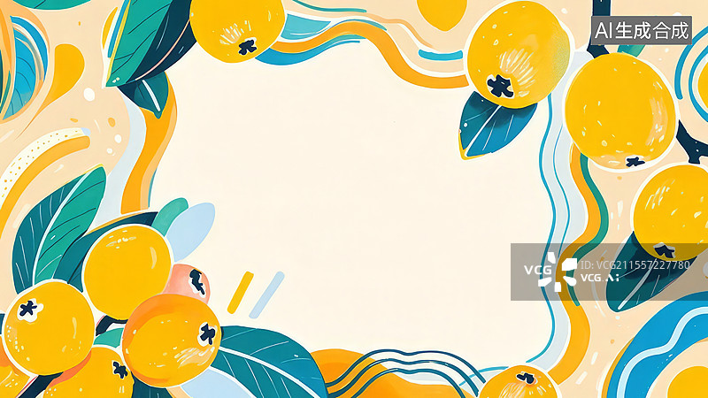 【AI数字艺术】2D卡通环绕 黄皮-高清水果壁纸-水果手绘插画图片素材