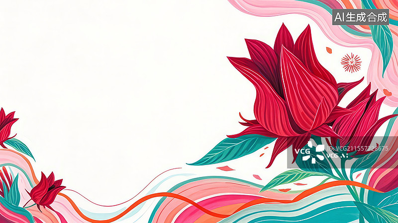 【AI数字艺术】2D卡通居右-洛神花 高清水果壁纸-水果手绘插画图片素材