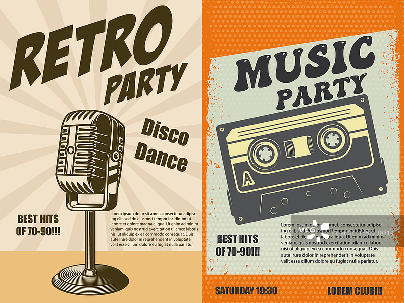 复古风格的派对海报模板图片素材