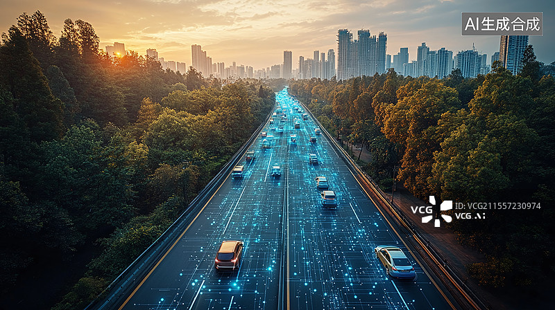 【AI数字艺术】未来城市智慧交通道路交通图片素材