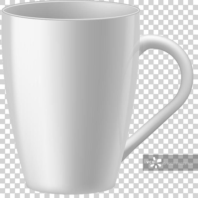 逼真的白色陶瓷咖啡杯餐具图片素材