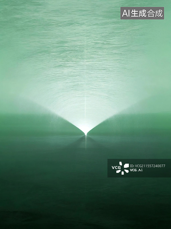 【AI数字艺术】静谧幽绿海面光影景观图片素材