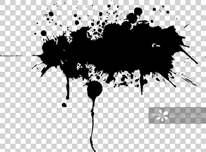 手绘的抽象黑色污点物体，非人工智能生成图片素材