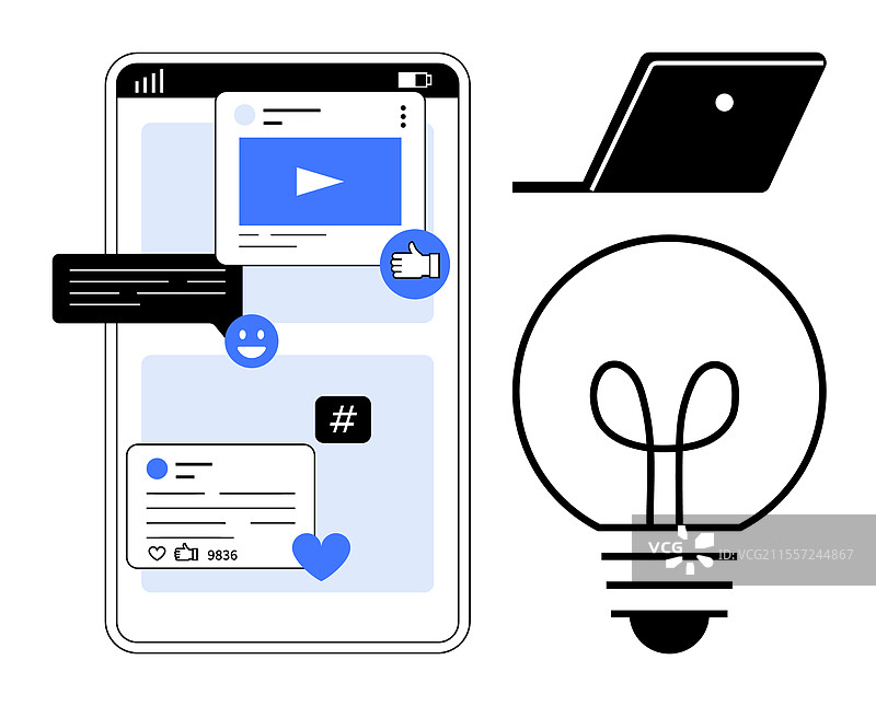 在移动设备上进行社交媒体互动图片素材