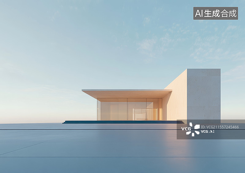 【AI数字艺术】海边现代简约建筑图片素材