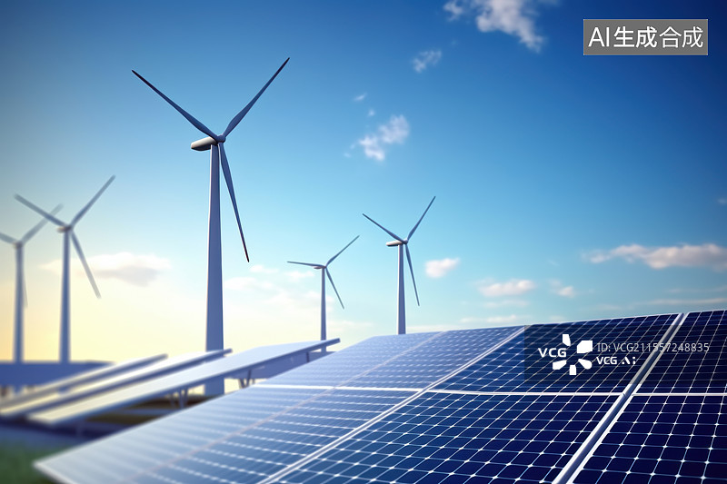 【AI数字艺术】新能源光伏化工厂太阳能板能源危机图片素材