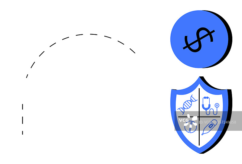 带有医疗符号和美元标志的盾牌图片素材