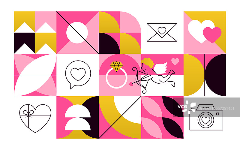 几何线条情人节横幅图片素材