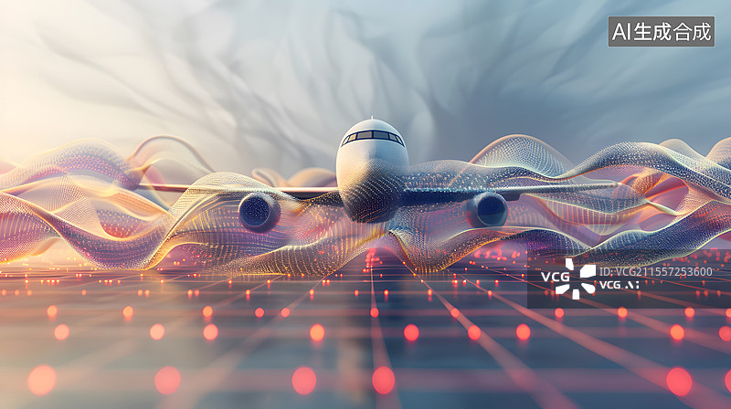 【AI数字艺术】飞机与曲线完美的结合艺术科技图片素材