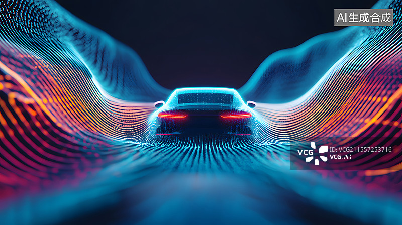 【AI数字艺术】新能源汽车与曲线完美结合图像图片素材