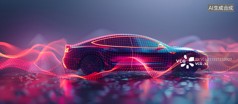 【AI数字艺术】新能源汽车与曲线完美结合图像图片素材