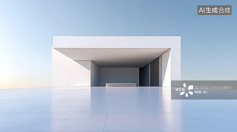 【AI数字艺术】海面空旷混凝土建筑结构车库图片素材