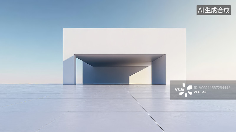 【AI数字艺术】海面空旷混凝土建筑结构车库图片素材
