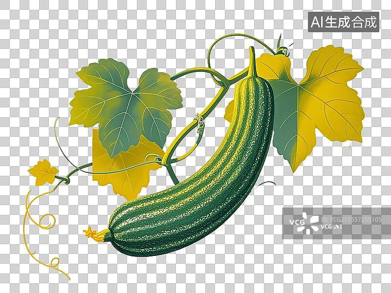 【AI数字艺术】丝瓜植物手绘元素图片素材