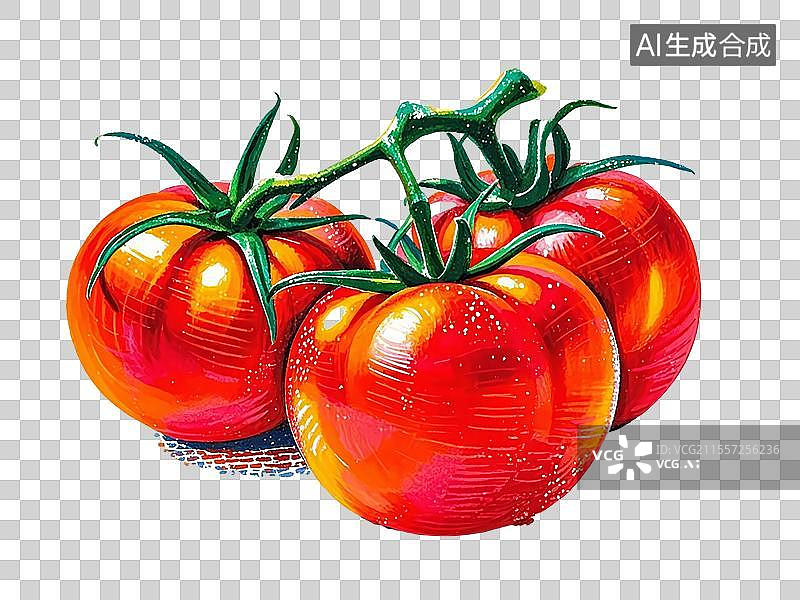 【AI数字艺术】番茄植物手绘元素图片素材