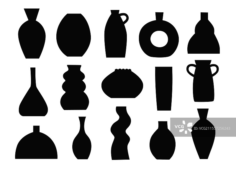 时尚陶瓷花瓶的剪影图片素材