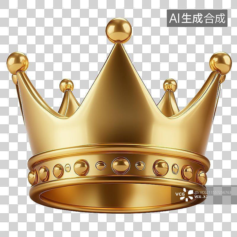 【AI数字艺术】3D渲染免扣图元素卡通金黄色可爱皇冠王冠图片素材