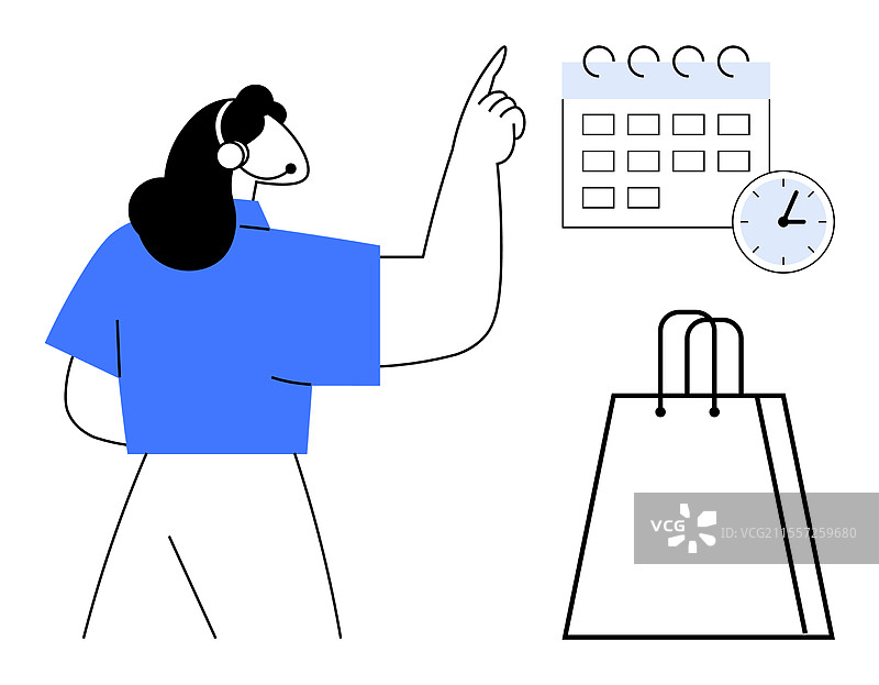 女性在指着某处规划购物日程图片素材