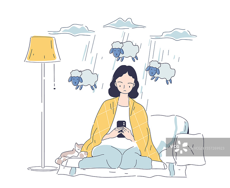 失眠的女性与心理障碍图片素材