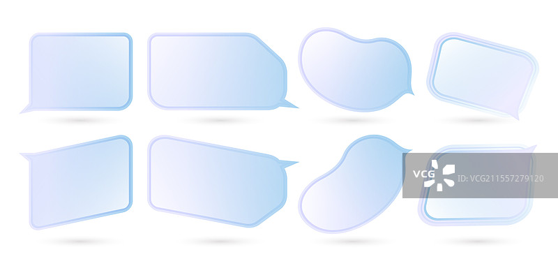 一组八个蓝色和粉色的对话气泡在交谈图片素材