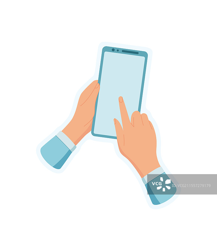 手握手机的贴纸图片素材