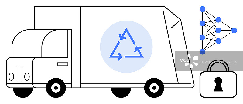 可持续卡车与回收标志网络图片素材