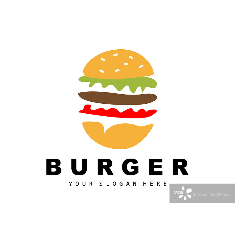 汉堡快餐标志设计，包含面包和蔬菜图片素材