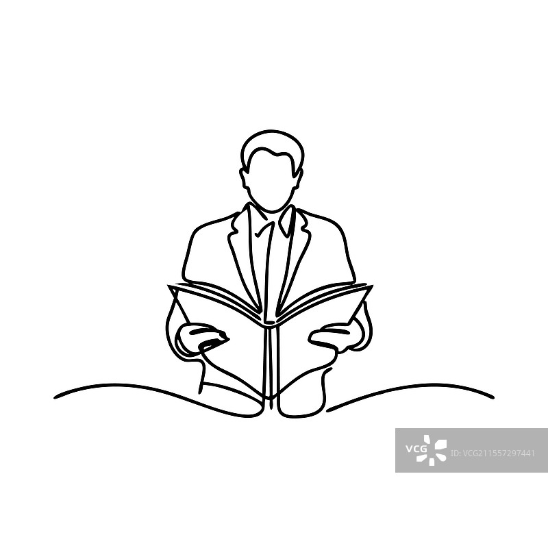 一位穿着得体的男士手持一本打开的书籍图片素材