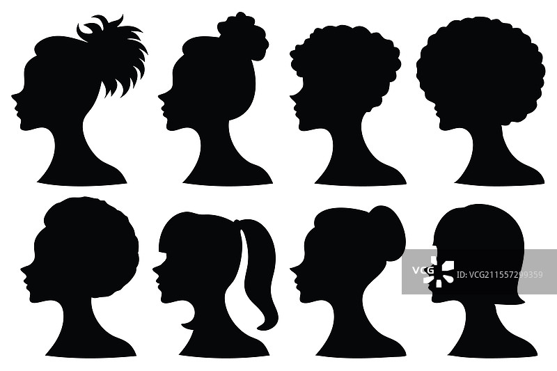 黑女人的面孔与风格化的发型图片素材