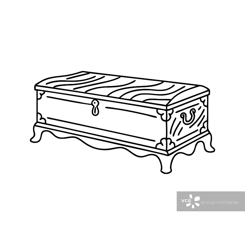 手绘线条艺术风格的空白床垫箱家具平面图图片素材