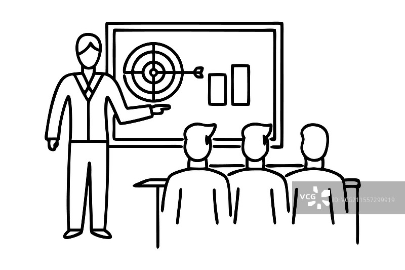 业务经理向员工团队展示目标图片素材