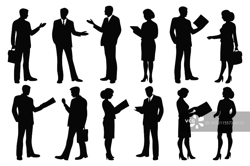商务人士剪影集，独立扁平设计图片素材