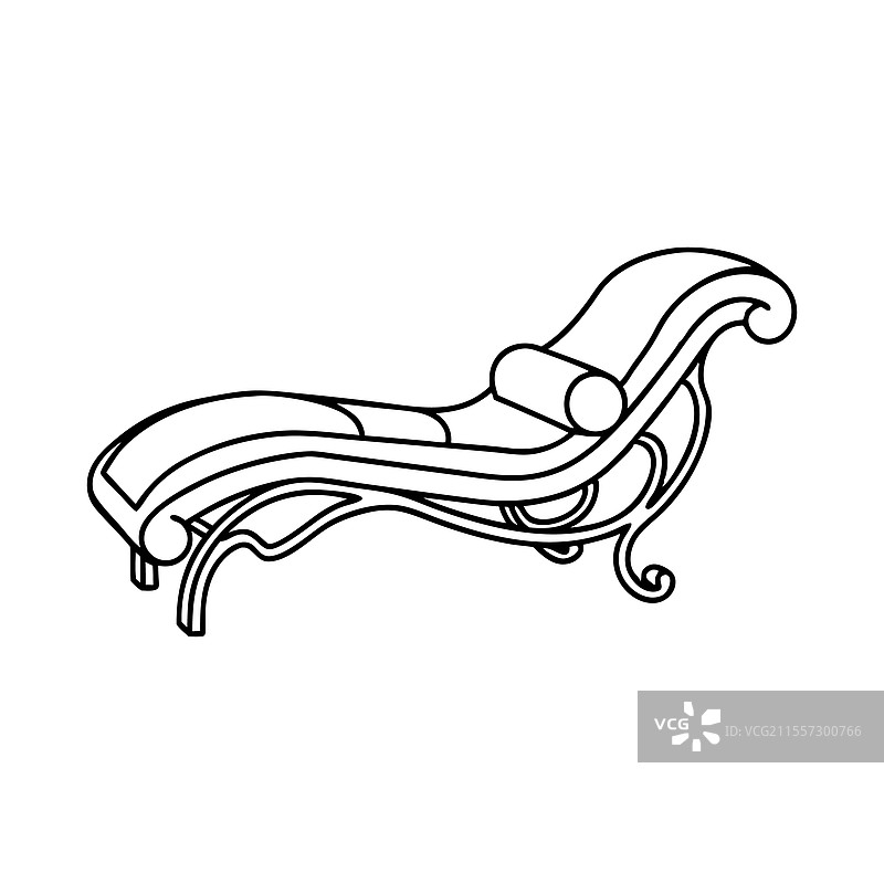 手绘线条艺术的躺椅家具平面图图片素材
