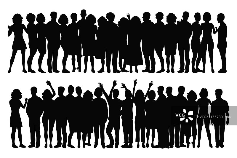人群观众剪影集，独立扁平设计图片素材