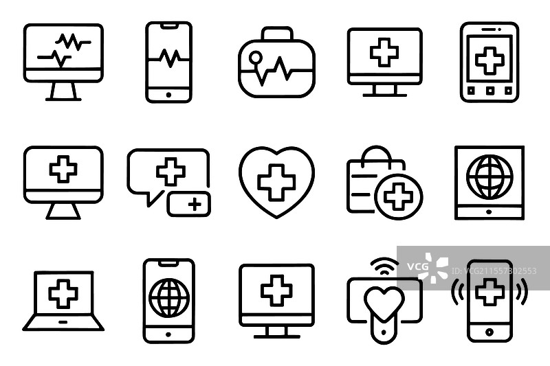 数字医疗和远程医疗相关内容图片素材