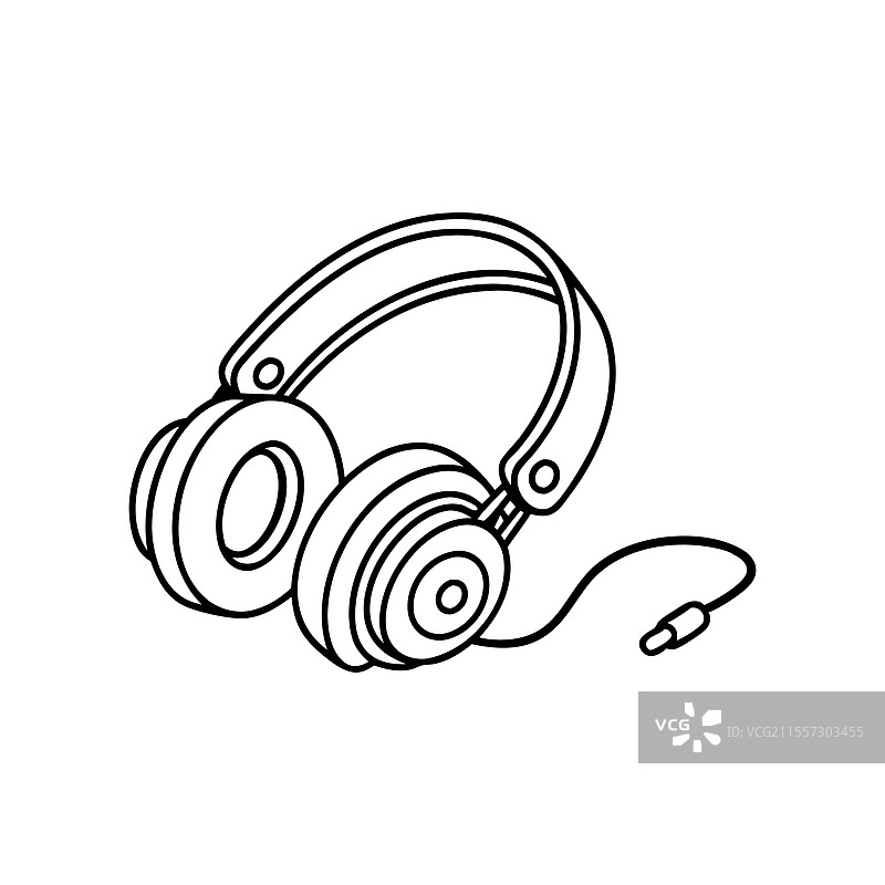 手绘线条艺术的耳塞立体声耳机图片素材