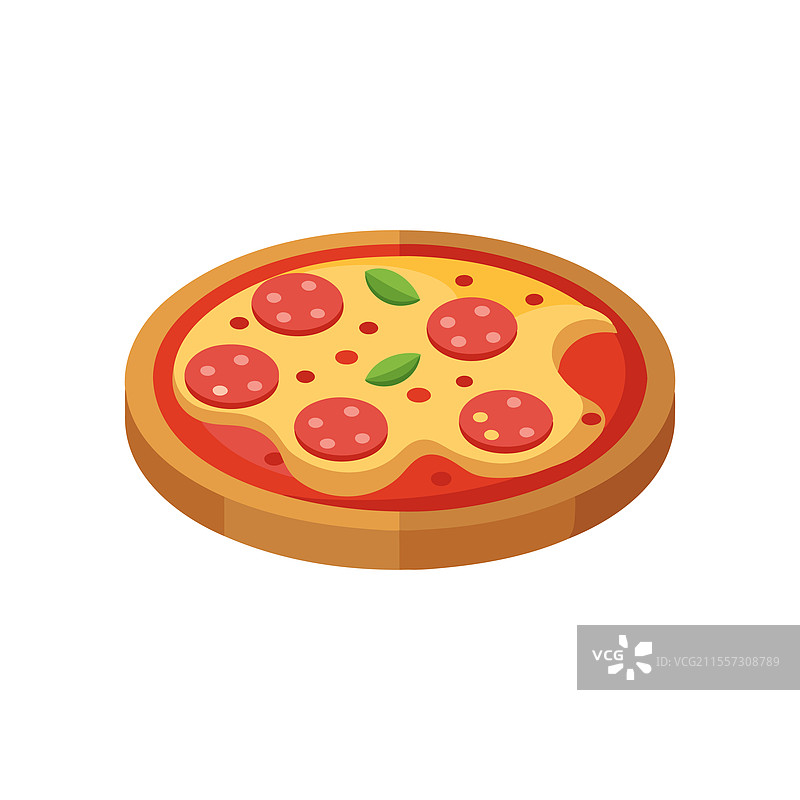 白色背景上孤立的火腿披萨图片素材