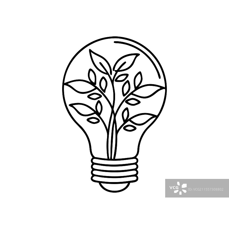 手绘线条艺术中的灯泡植物图片素材