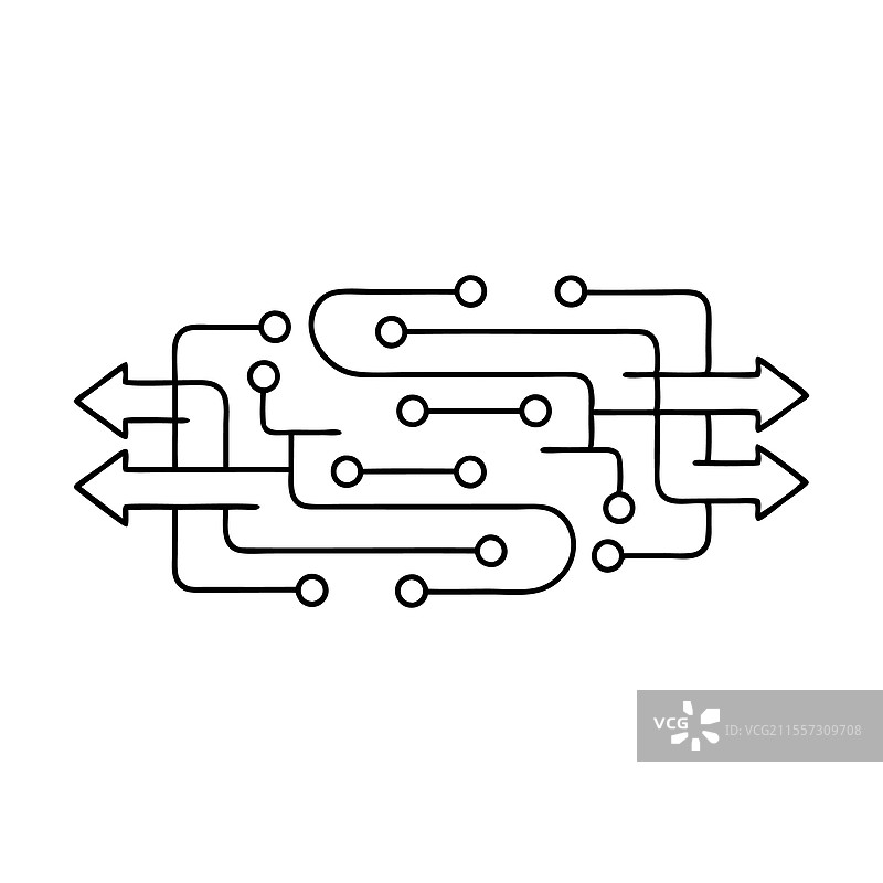 手绘线条艺术的支付网关，白色背景平面设计图片素材
