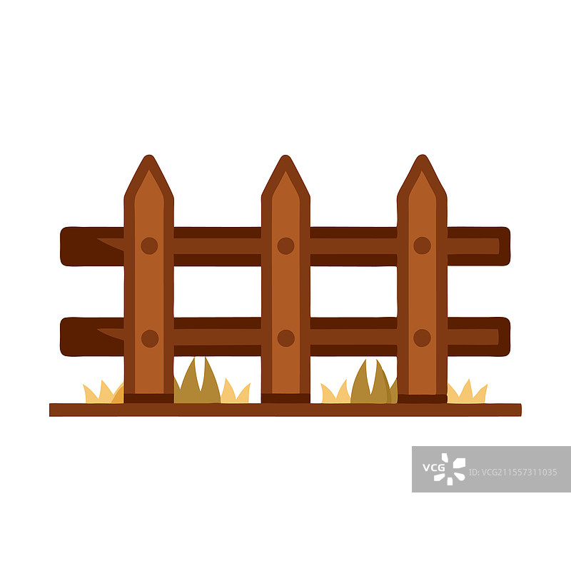 乡村风格的木栅栏，白色背景下独立展示图片素材