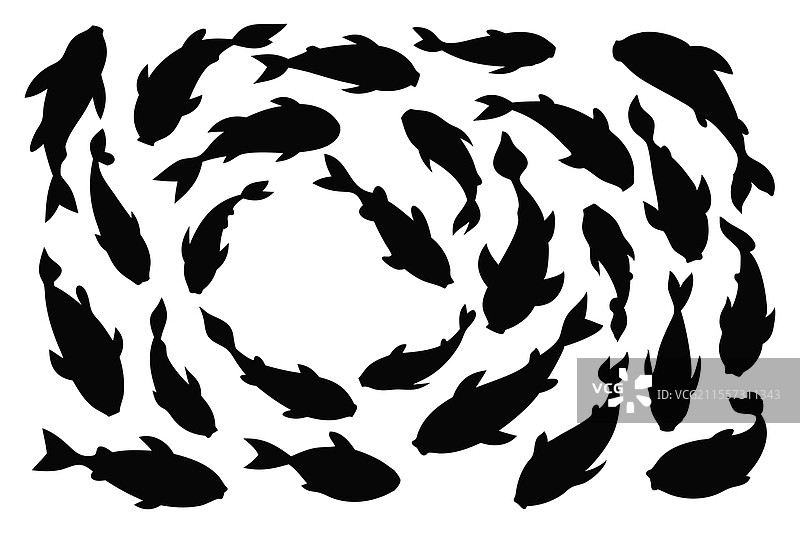 水下鱼类流动剪影集，独立展示图片素材