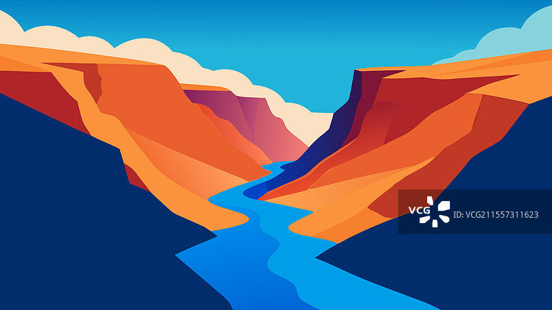 水流穿过峡谷，展示了图片素材