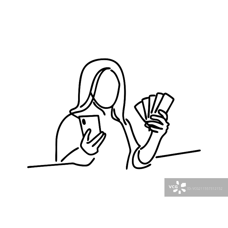 专注的女性手持智能手机图片素材