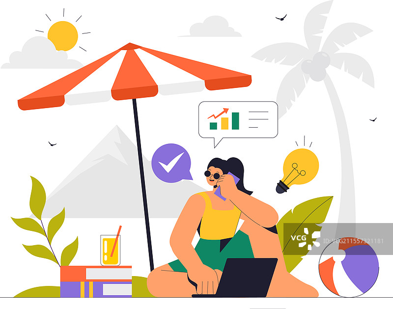 数字游牧生活方式，展示人们在工作图片素材