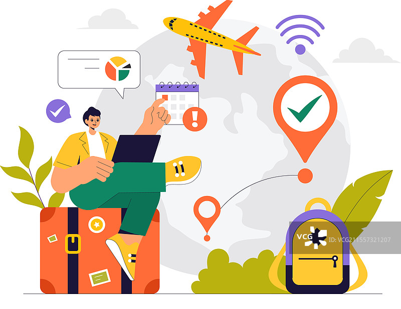 数字游牧生活方式，展示人们在工作图片素材