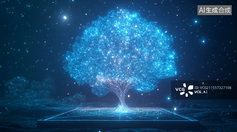 【AI数字艺术】抽象概念科技背景，神经网络，芯片图片素材