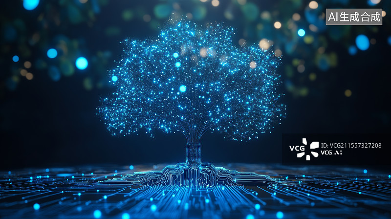 【AI数字艺术】抽象概念科技背景，神经网络，芯片图片素材