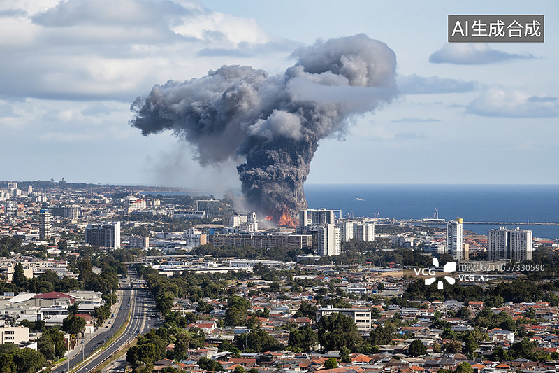 【AI数字艺术】城市爆炸现场图片素材